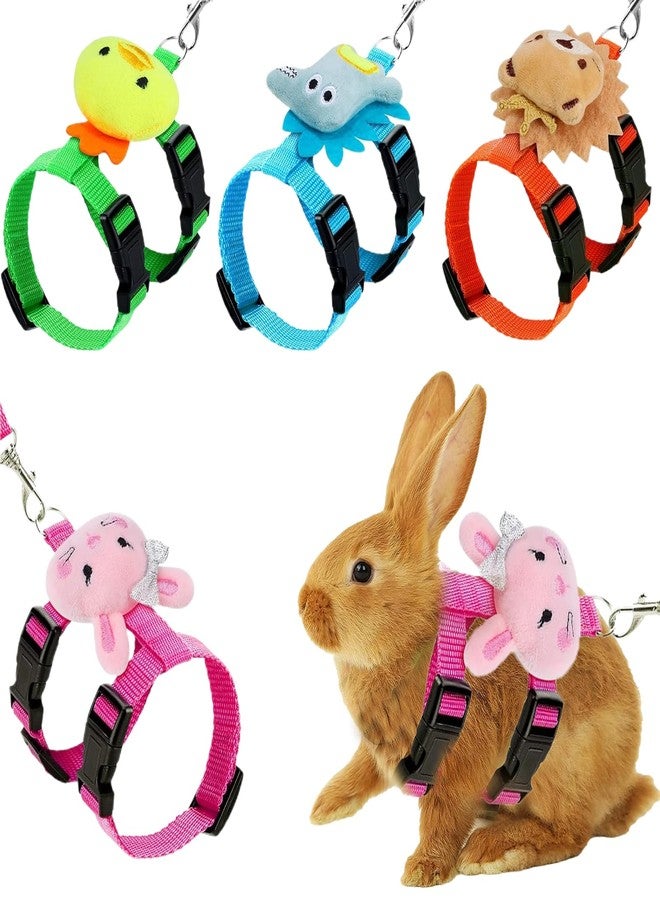 XPAPOV Set of 4 Adjustable Rabbit Harness and Leash for Small Pets, Ferret Leash with Decorations for Rabbit, Kitten, Puppy - Image 1